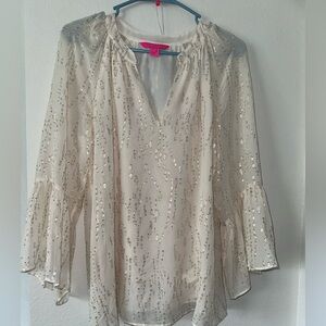 Elegant Cream Lily Pulitzer Blouse size Small